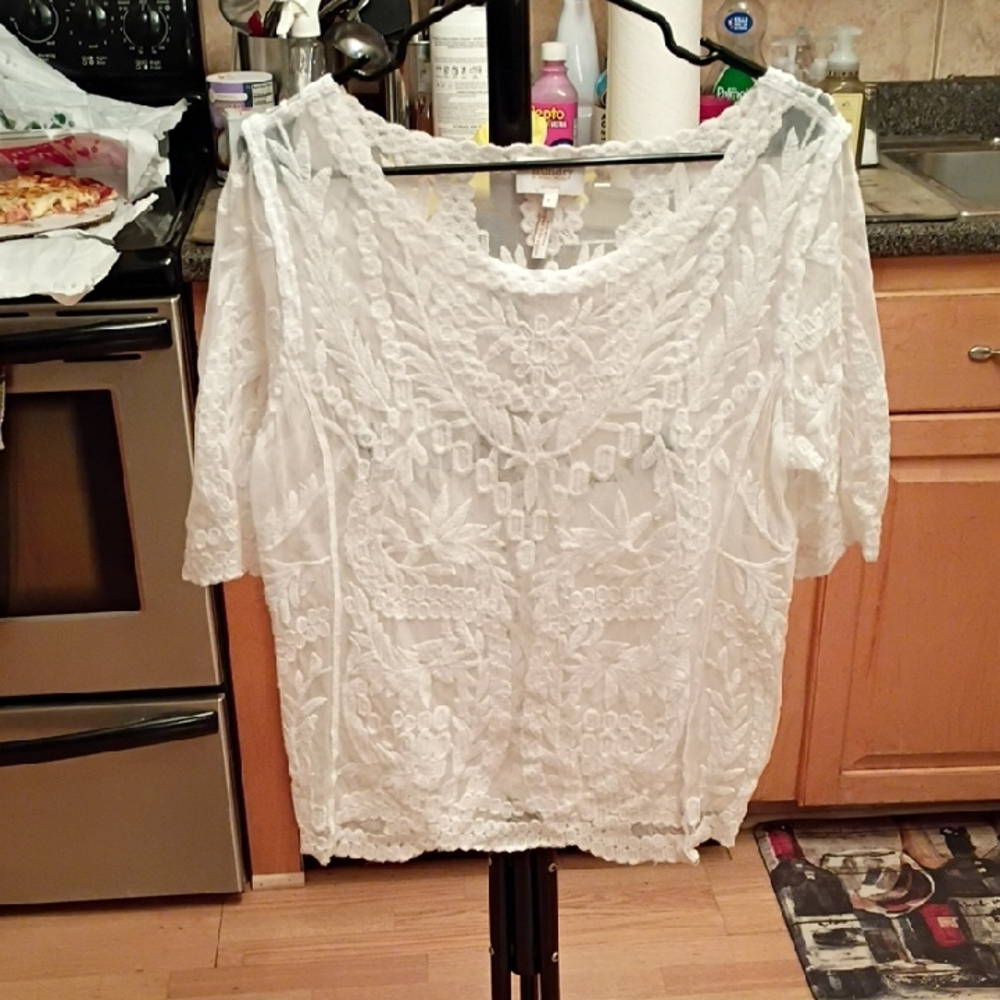 Laundry By Shelli Segal Ivory Lace Blouse - Picture 1 of 7